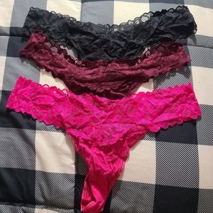 3 Victoria's Secret lace band thongs